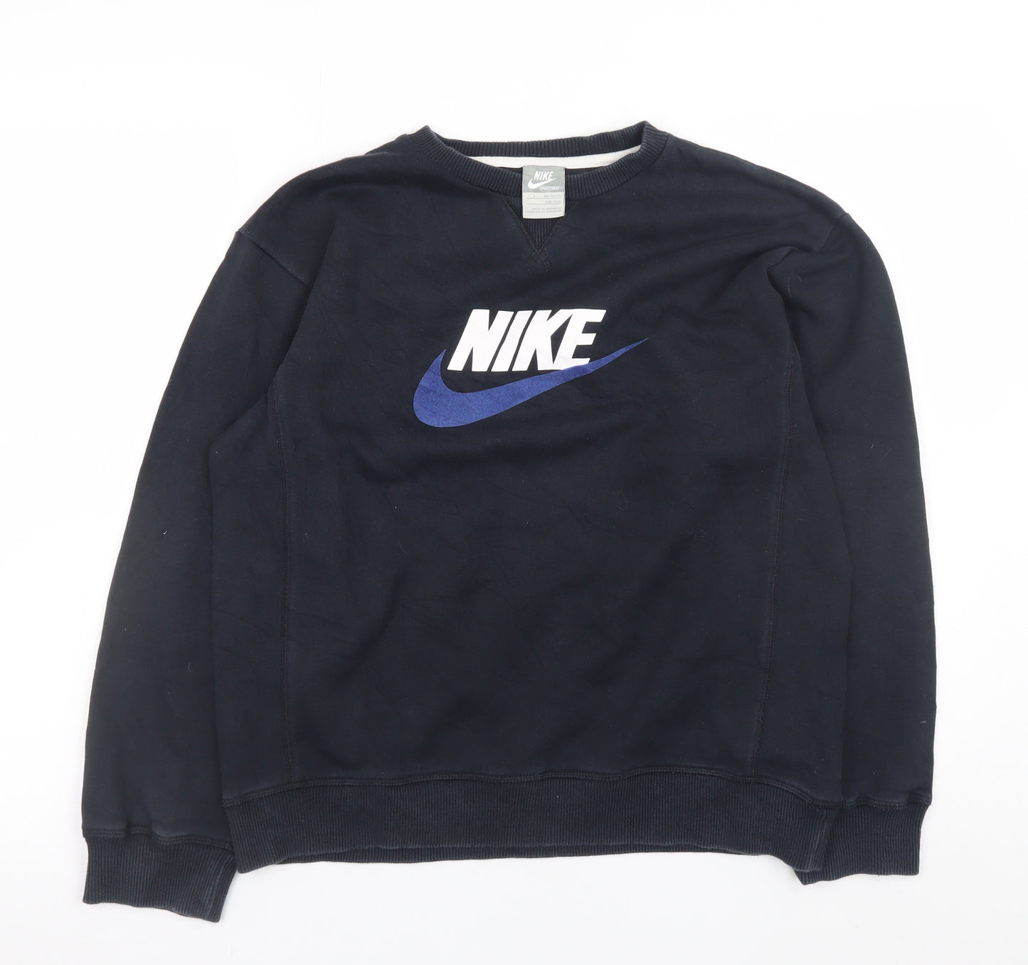 Nike Teens Black Crew Neck Logo Sweatshirt Size 164 Regular Fit