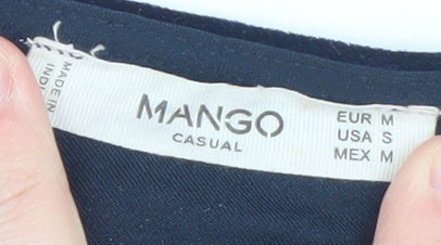 Mango Women Blue Velvet One Shoulder Beaded Party Bodysuit Size 10