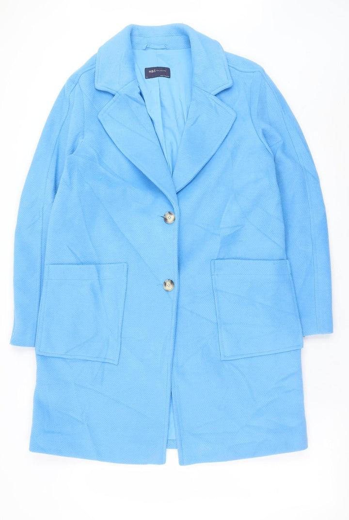 Marks and Spencer Women’s Blue Coat Size 12 Classic Mid-Length Overcoat