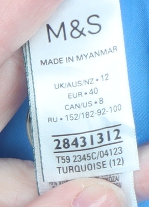 Marks and Spencer Women’s Blue Coat Size 12 Classic Mid-Length Overcoat