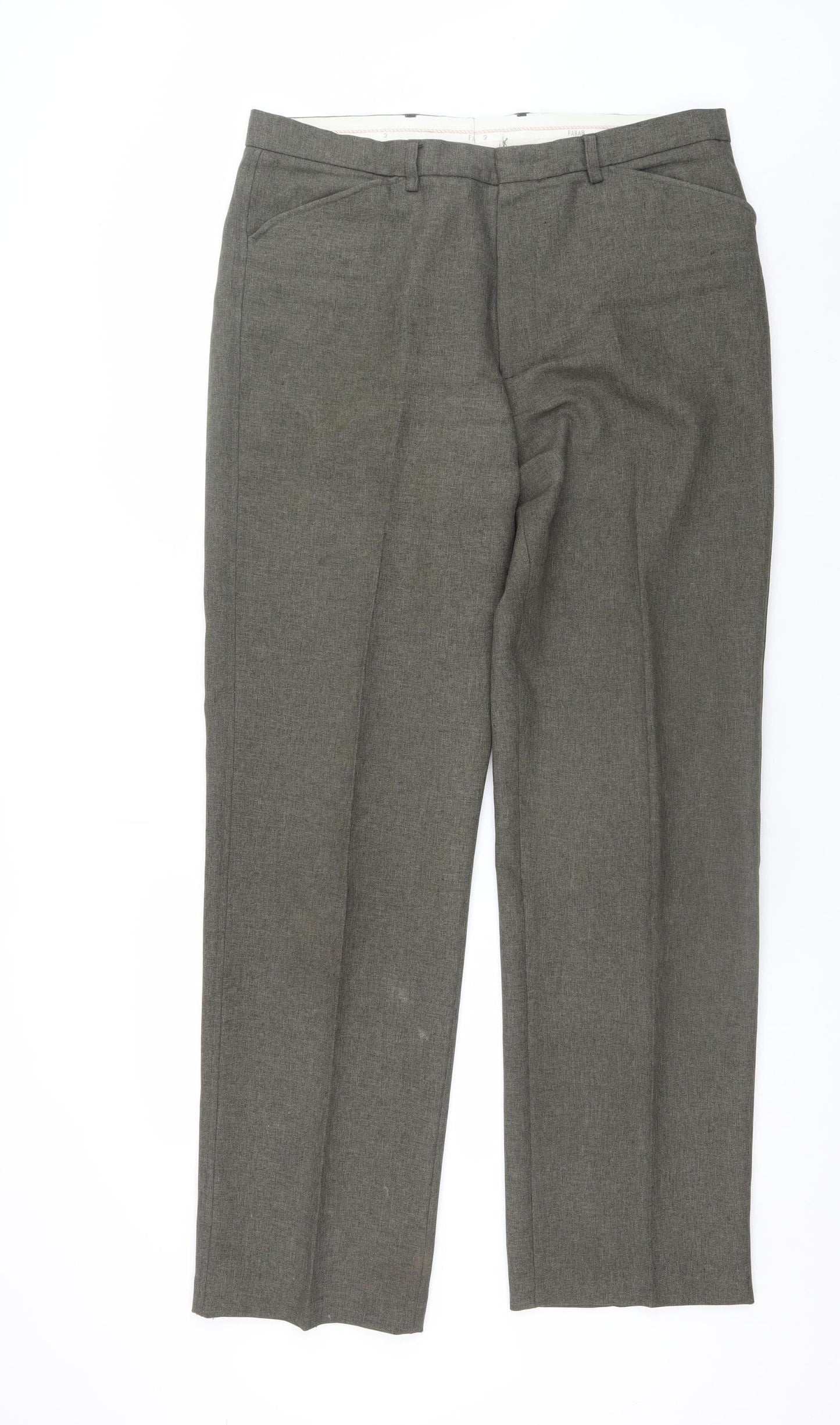Farah Men's Grey 36W 33L Regular Fit Dress Pants