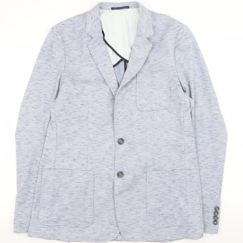Mish Mash Men’s Blue Knit Blazer Large - Smart Casual Lined Jacket