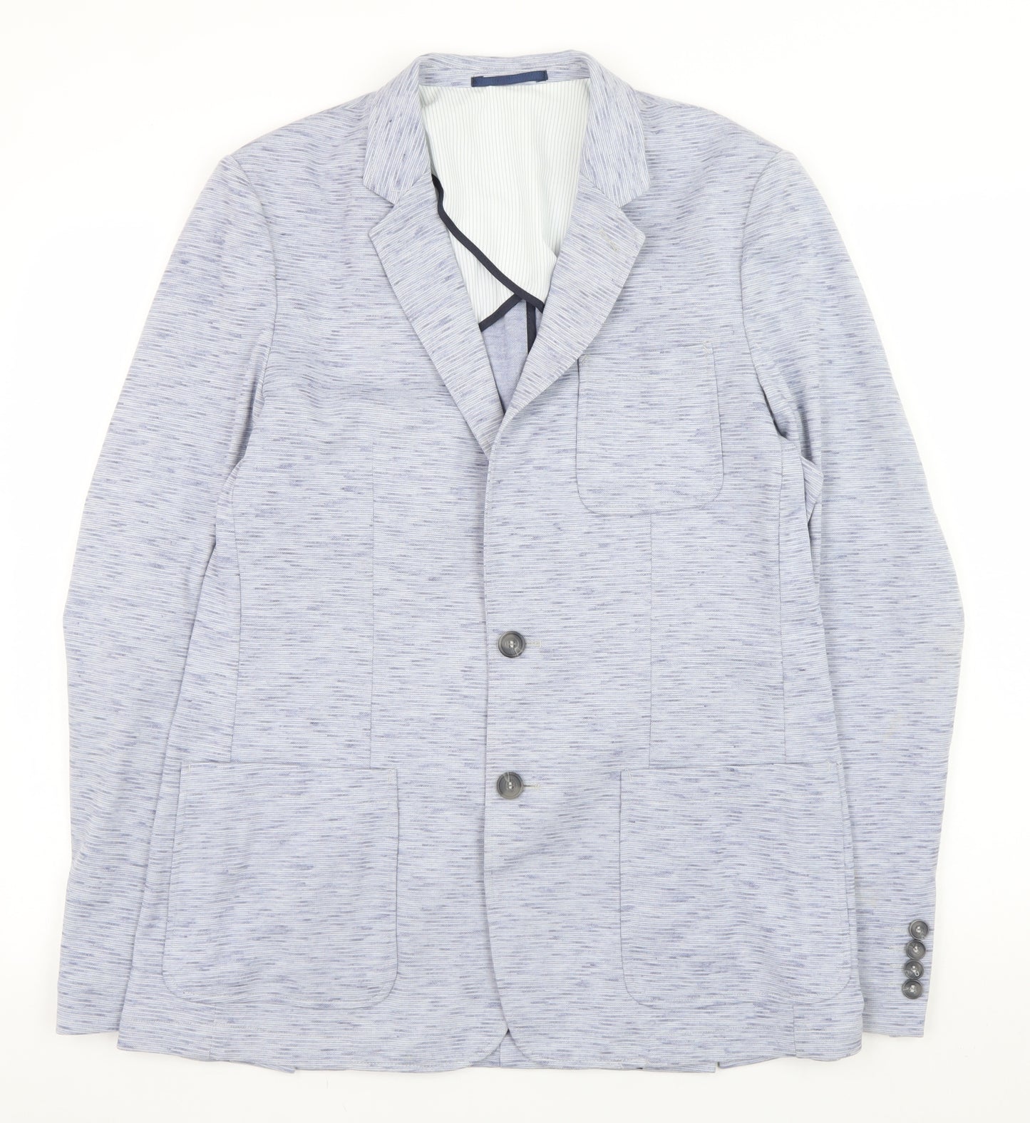 Mish Mash Men’s Blue Knit Blazer Large - Smart Casual Lined Jacket