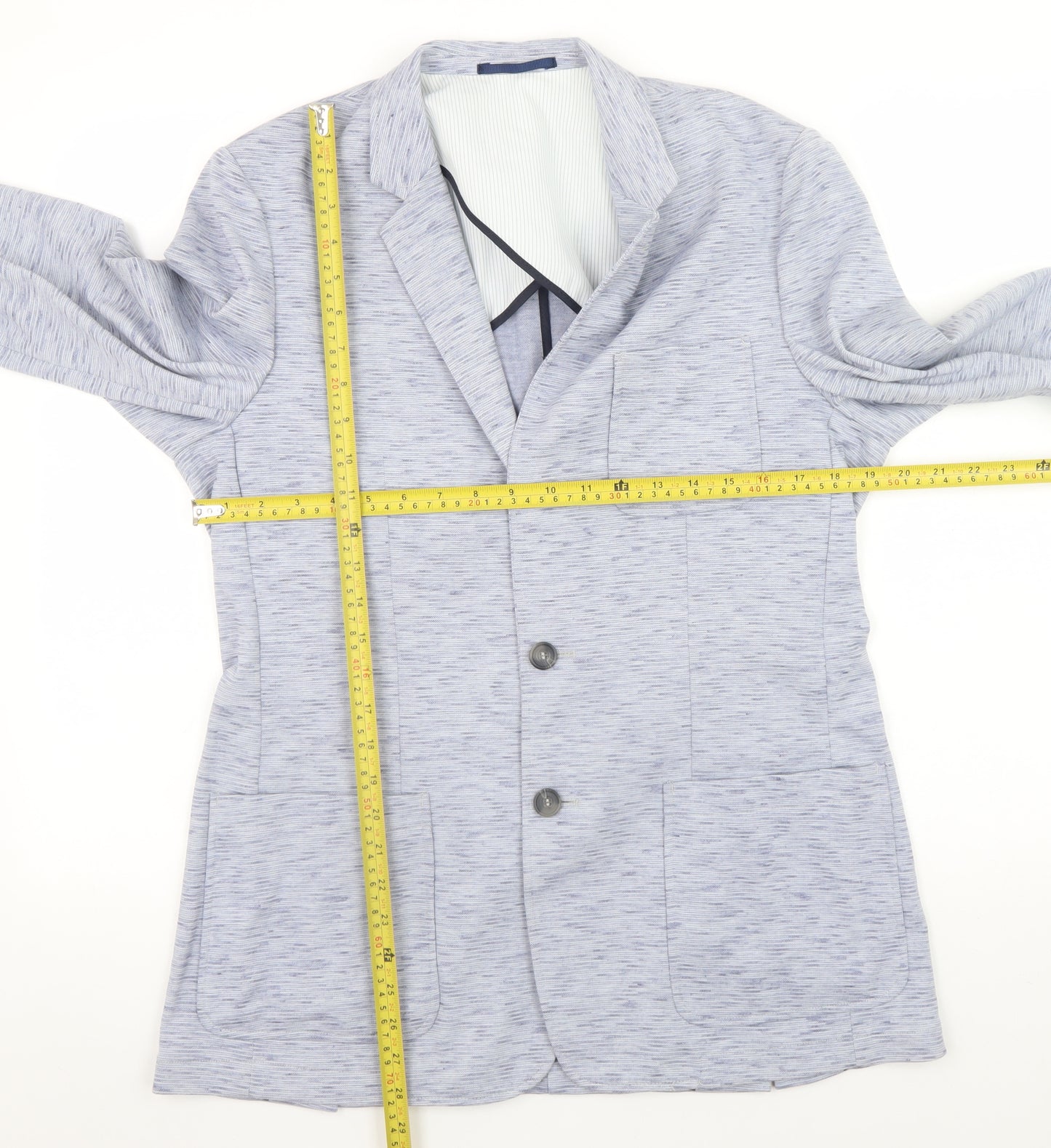 Mish Mash Men’s Blue Knit Blazer Large - Smart Casual Lined Jacket