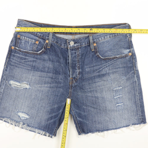 Levi's Men's Blue Denim Distressed 501 Shorts W32 Regular Fit
