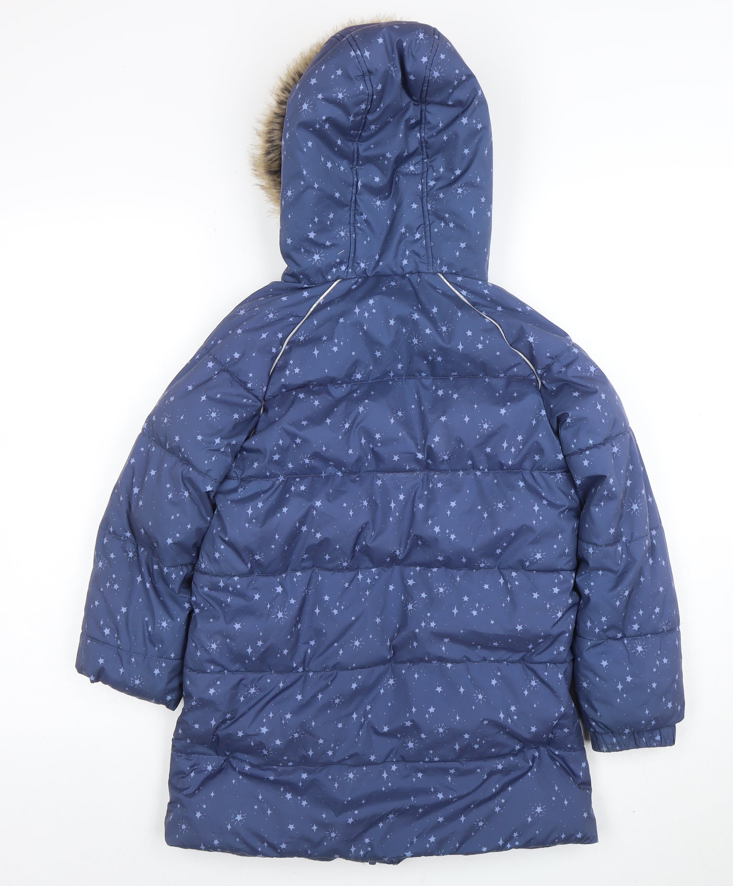FatFace Girls Blue Star Print Hooded Puffer Coat 9-10 Years Winter Jacket