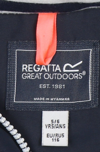 Regatta Girls Navy Hooded Waterproof Rain Coat 5-6 Years Lined Jacket