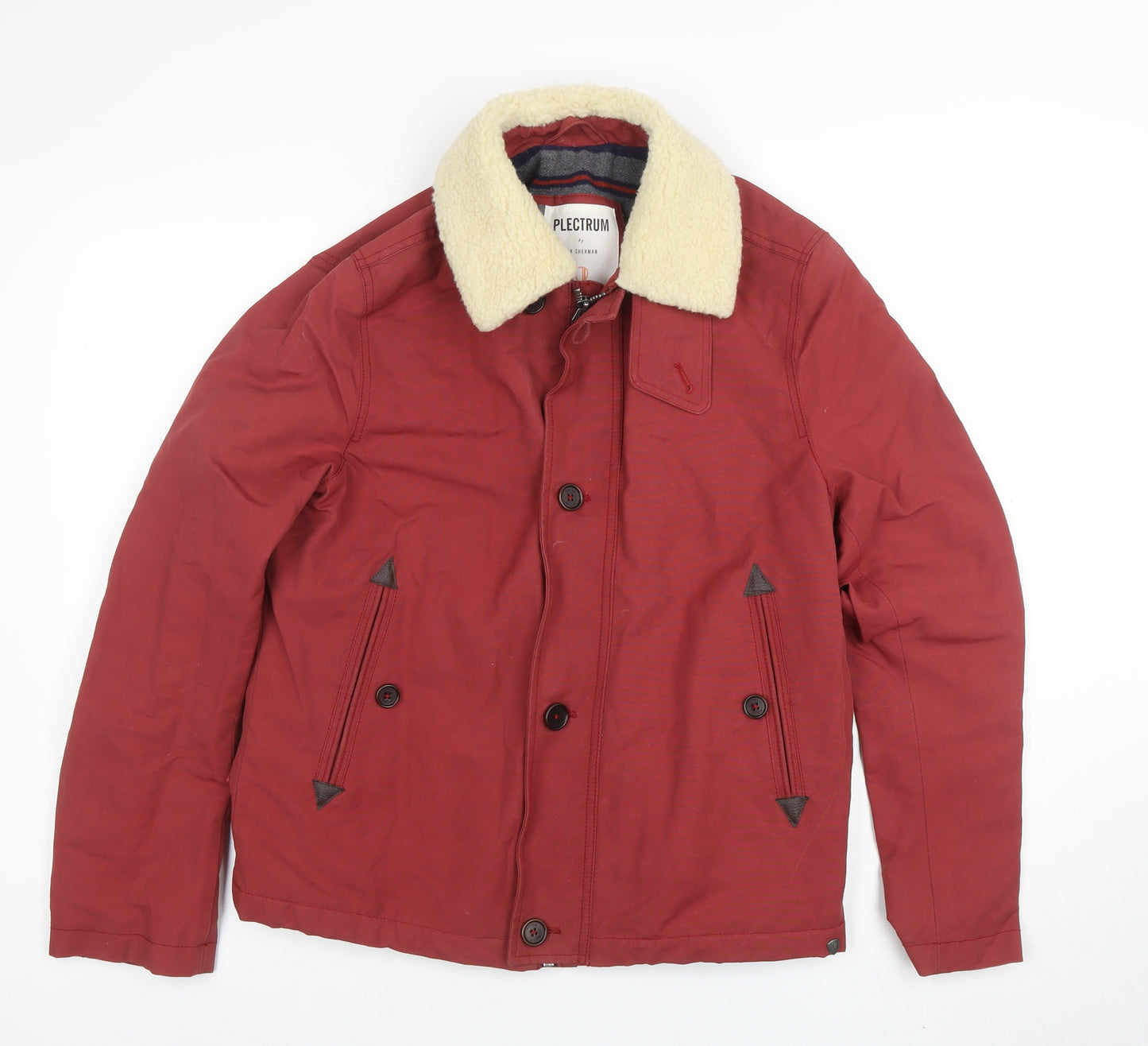 Ben Sherman Men's Red Cotton Biker Jacket M Classic Mid-Length