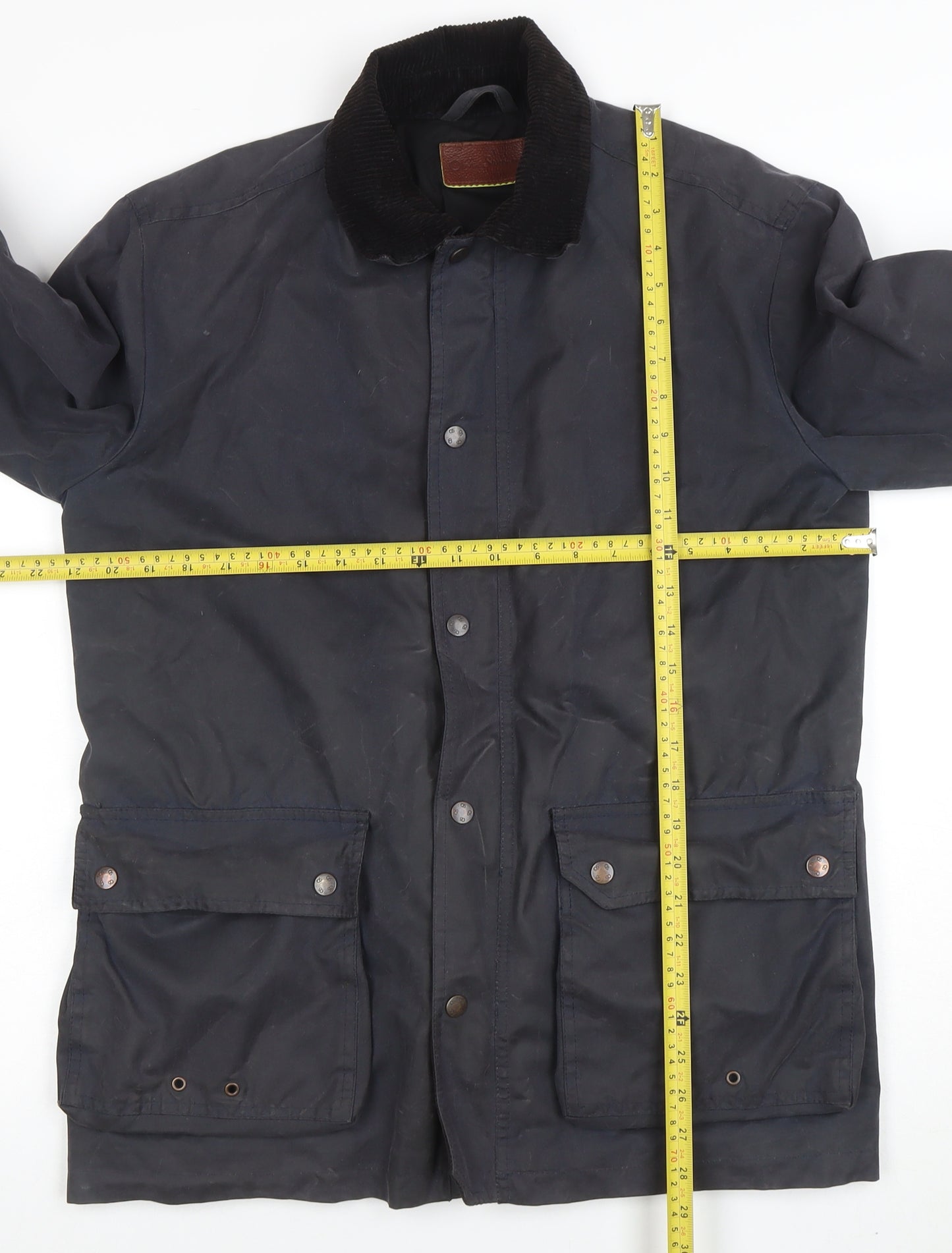 Oliver Sweeney Men's Black Waxed Cotton Jacket Small Cord Collar