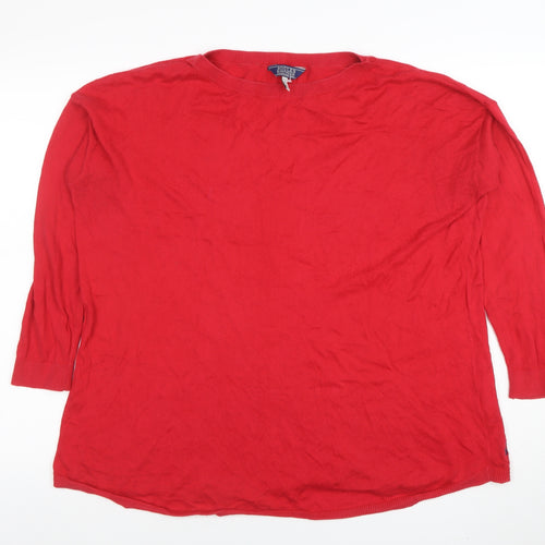 Joules Women's Red Cotton Classic Crew Neck Jumper Size 14