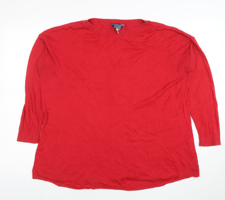 Joules Women's Red Cotton Classic Crew Neck Jumper Size 14