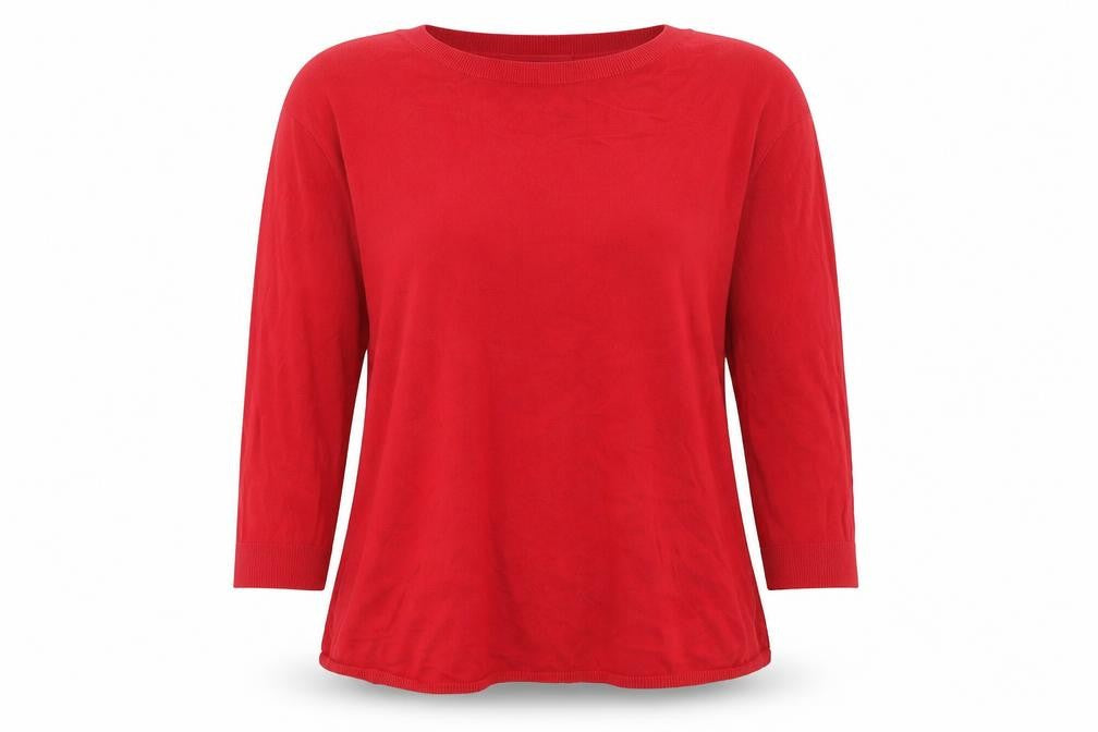 Front view of Joules Women's Red Cotton Classic Crew Neck Jumper, size 14