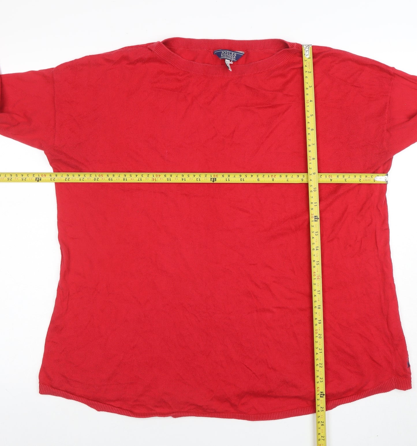 Joules Women's Red Cotton Classic Crew Neck Jumper Size 14