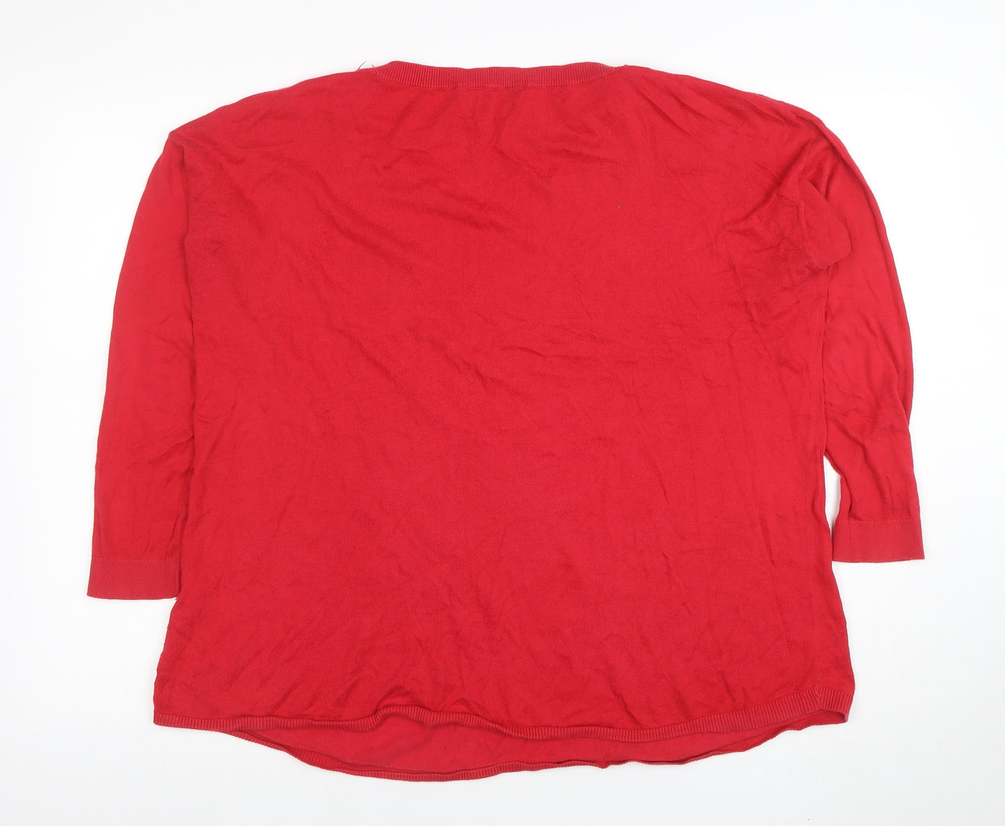 Joules Women's Red Cotton Classic Crew Neck Jumper Size 14
