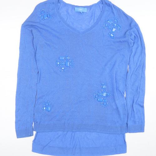 Next Women's Blue V-Neck Jewel Pullover Jumper Size 10