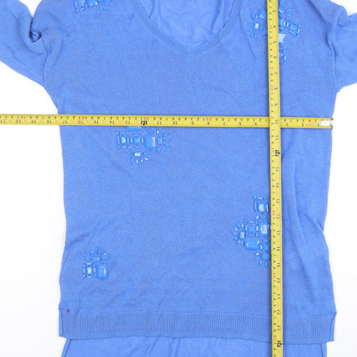Next Women's Blue V-Neck Jewel Pullover Jumper Size 10