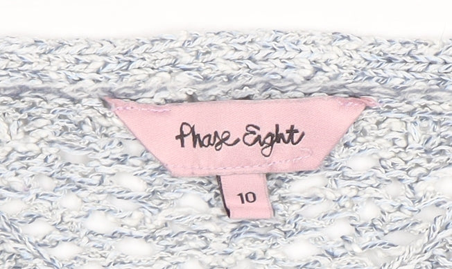 Phase Eight Women’s Grey Open-Knit V-Neck Jumper Size 10