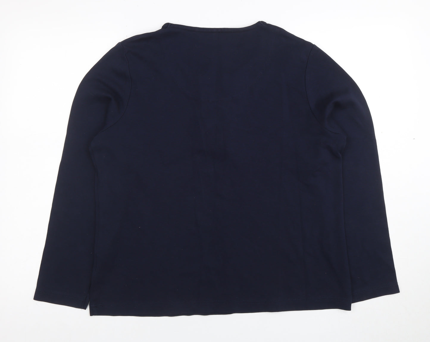 Dash Womens Blue Henley Long Sleeve Cotton Stretch T-Shirt Size 18