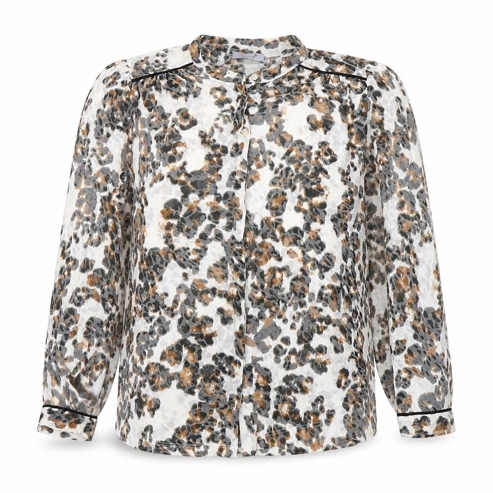 Front view of Marks & Spencer Women’s Multicoloured Leopard Print Long Sleeve Blouse, size UK 16