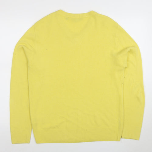 Cutting Edge Mens Yellow V-Neck Acrylic Jumper L Regular Fit