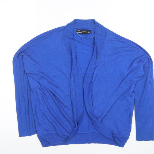 ZARA Women's Blue Lightweight Open Knit Cardigan Size M