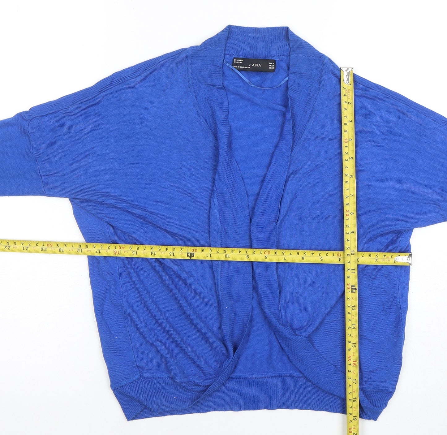 ZARA Women's Blue Lightweight Open Knit Cardigan Size M