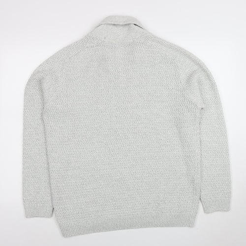 Next Men Grey XL Shawl Collar Button Knit Jumper Wool Blend