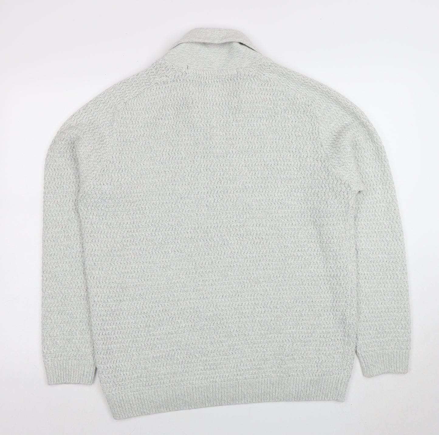 Next Men Grey XL Shawl Collar Button Knit Jumper Wool Blend