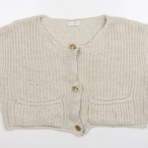 Quiz Women's Beige Sleeveless Chunky Knit Button Cardigan S