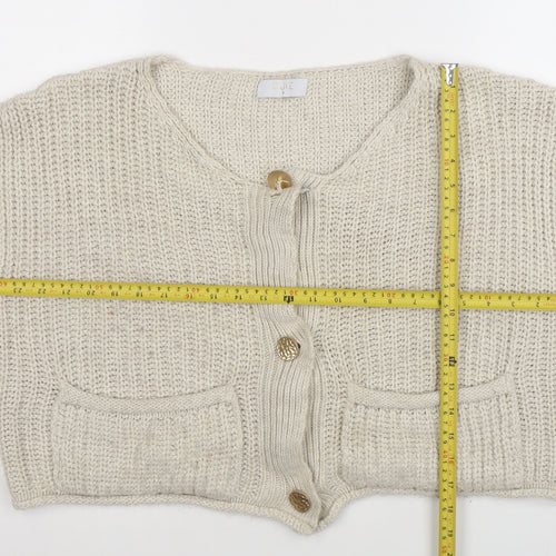 Quiz Women's Beige Sleeveless Chunky Knit Button Cardigan S
