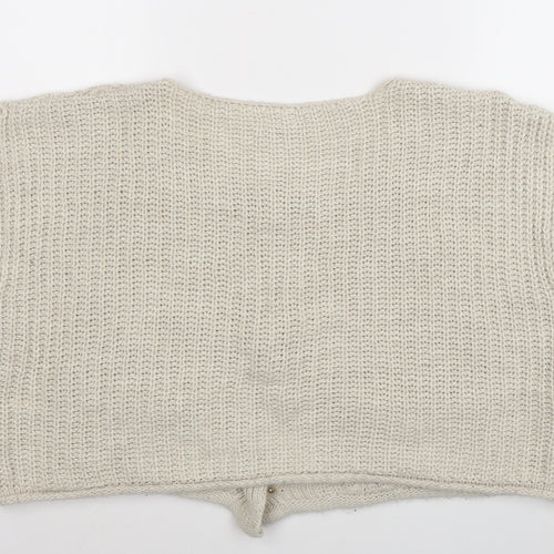 Quiz Women's Beige Sleeveless Chunky Knit Button Cardigan S