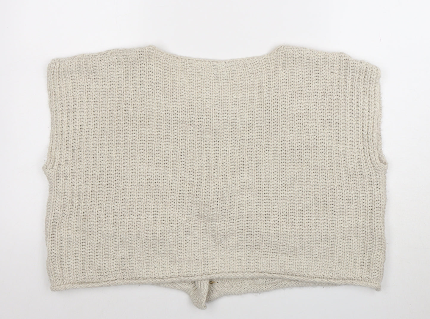 Quiz Women's Beige Sleeveless Chunky Knit Button Cardigan S