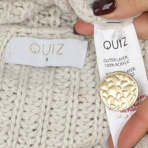 Quiz Women's Beige Sleeveless Chunky Knit Button Cardigan S