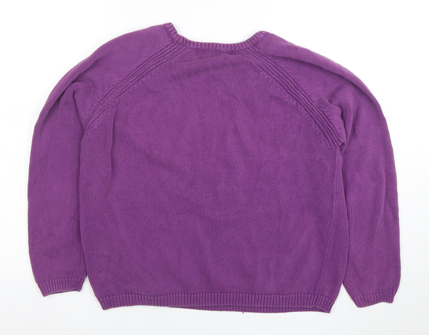 ISLE ESSENTIALS Women's Purple Cotton Crew Neck Jumper L