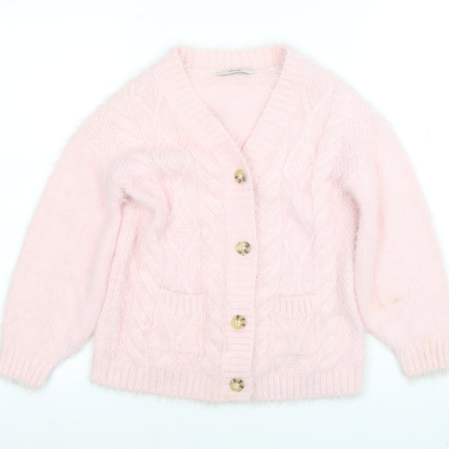 George Teens Pink Cable Knit Button Cardigan Jumper 7-8 Years
