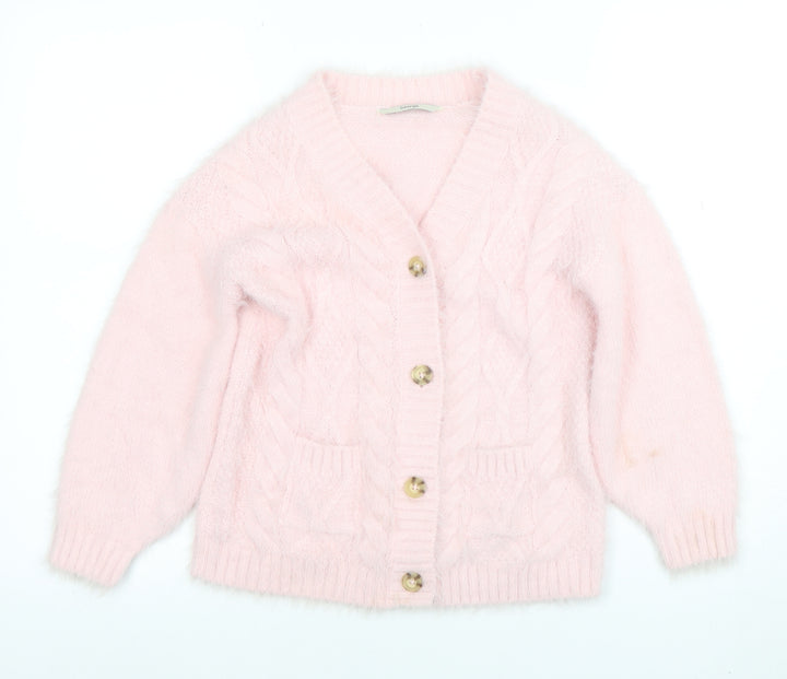 George Teens Pink Cable Knit Button Cardigan Jumper 7-8 Years