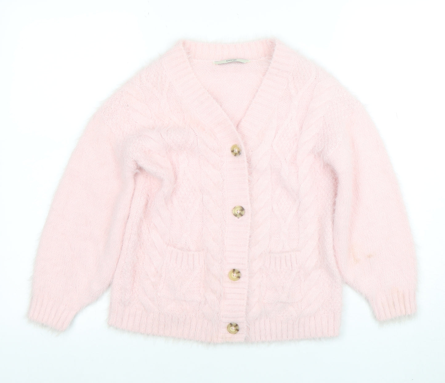 George Teens Pink Cable Knit Button Cardigan Jumper 7-8 Years