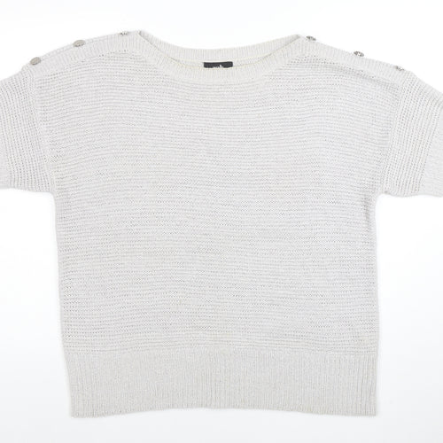 Wallis Women Ivory Short Sleeve Knit Pullover Jumper L