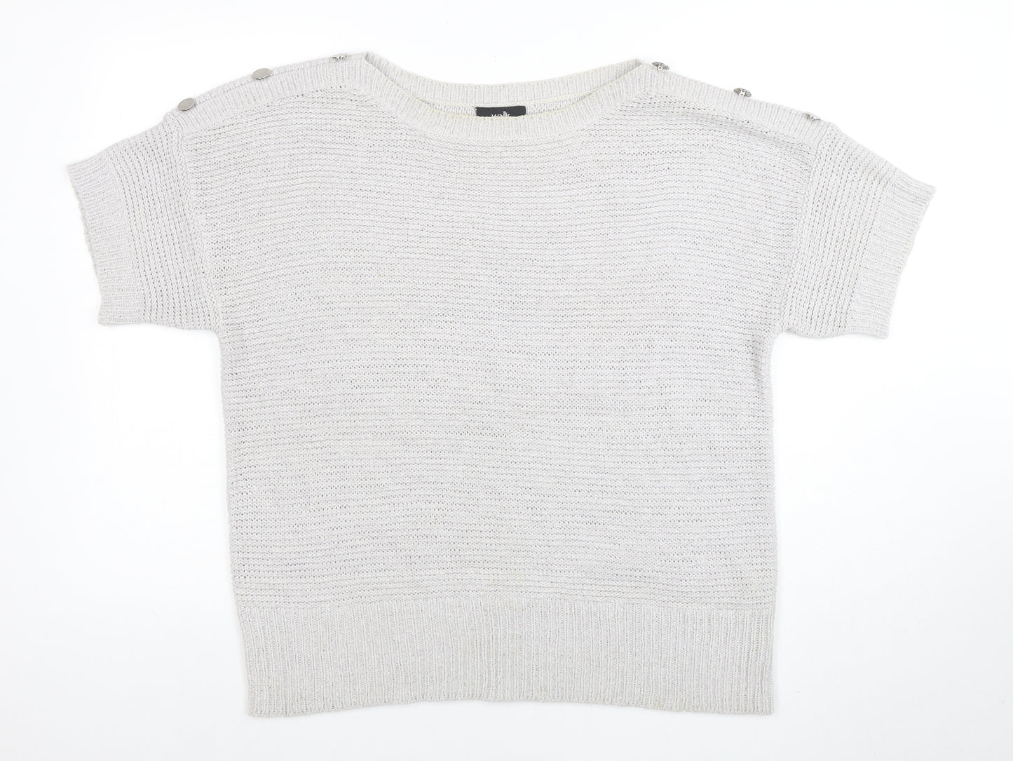 Wallis Women Ivory Short Sleeve Knit Pullover Jumper L