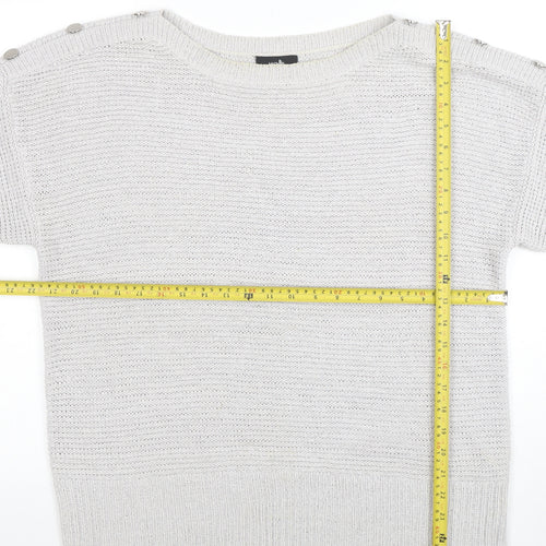 Wallis Women Ivory Short Sleeve Knit Pullover Jumper L