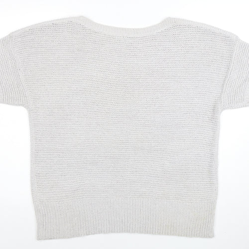 Wallis Women Ivory Short Sleeve Knit Pullover Jumper L