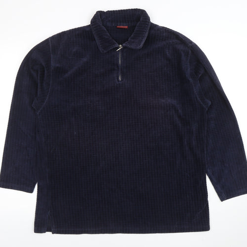 Burton Menswear Men's Blue Corduroy 1/4 Zip Sweatshirt L