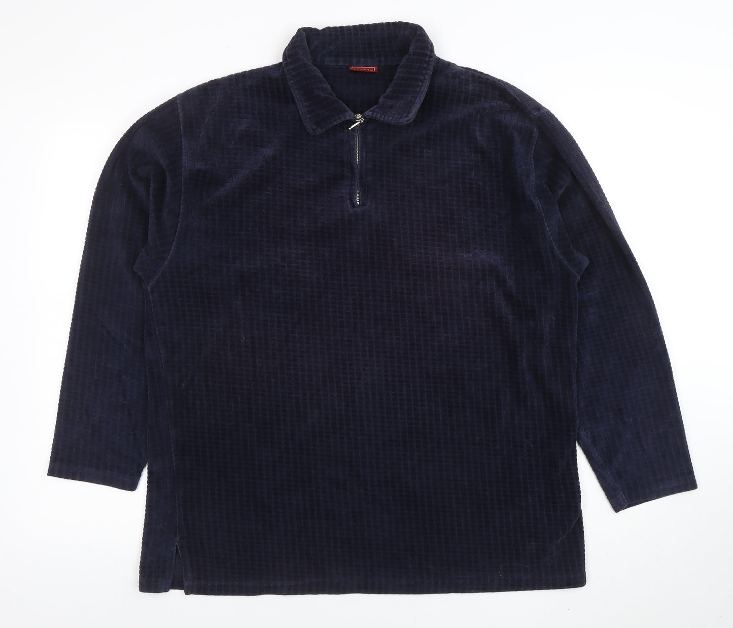 Burton Menswear Men's Blue Corduroy 1/4 Zip Sweatshirt L