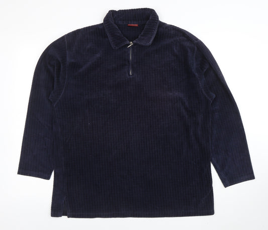 Burton Menswear Men's Blue Corduroy 1/4 Zip Sweatshirt L