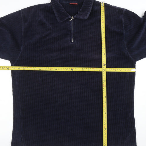 Burton Menswear Men's Blue Corduroy 1/4 Zip Sweatshirt L