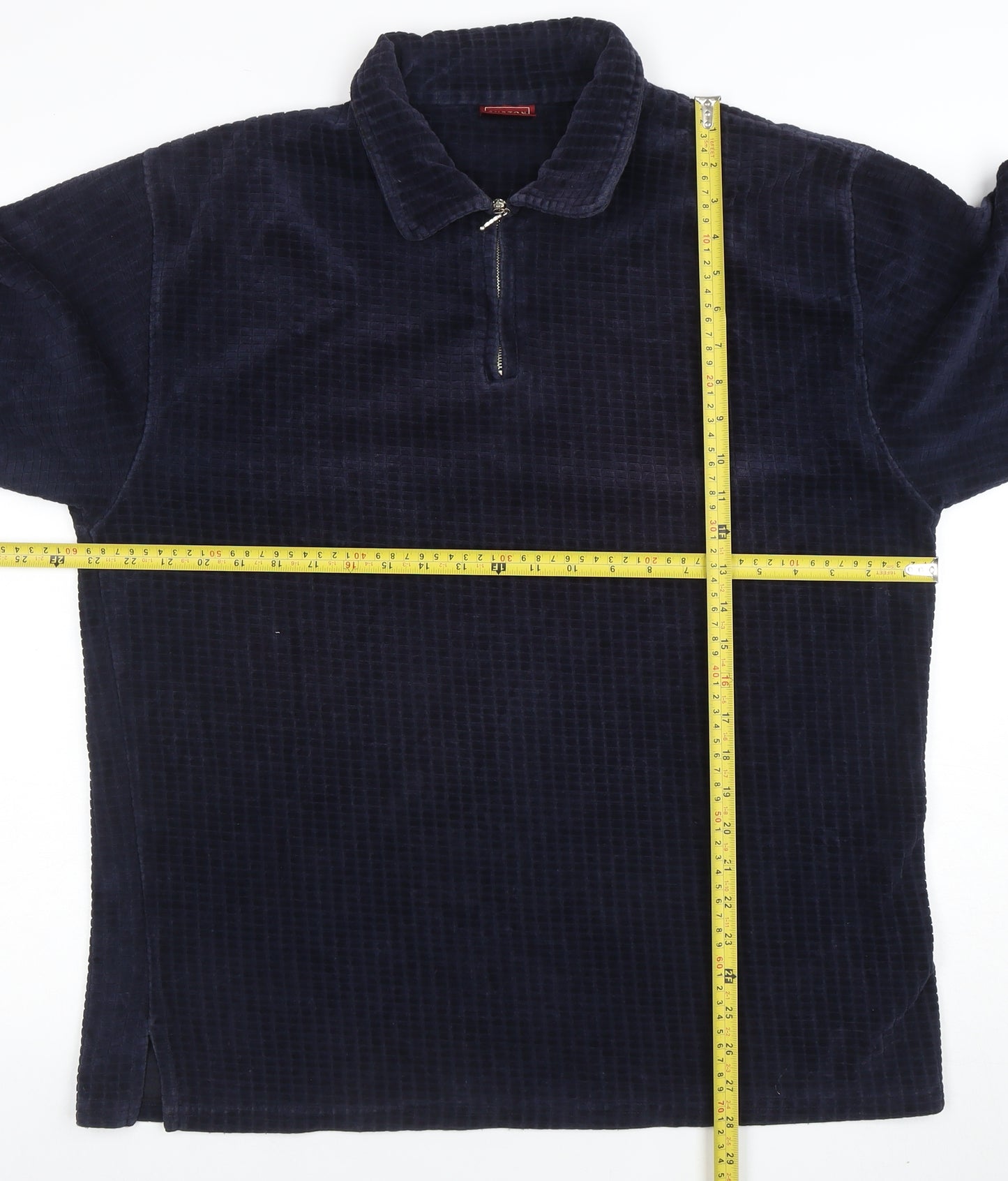Burton Menswear Men's Blue Corduroy 1/4 Zip Sweatshirt L
