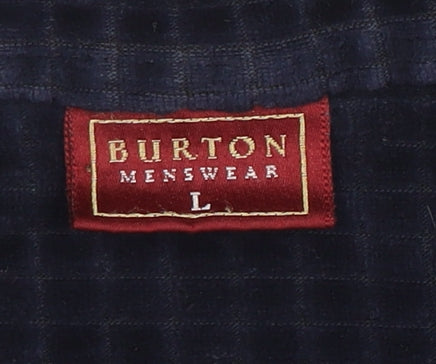 Burton Menswear Men's Blue Corduroy 1/4 Zip Sweatshirt L
