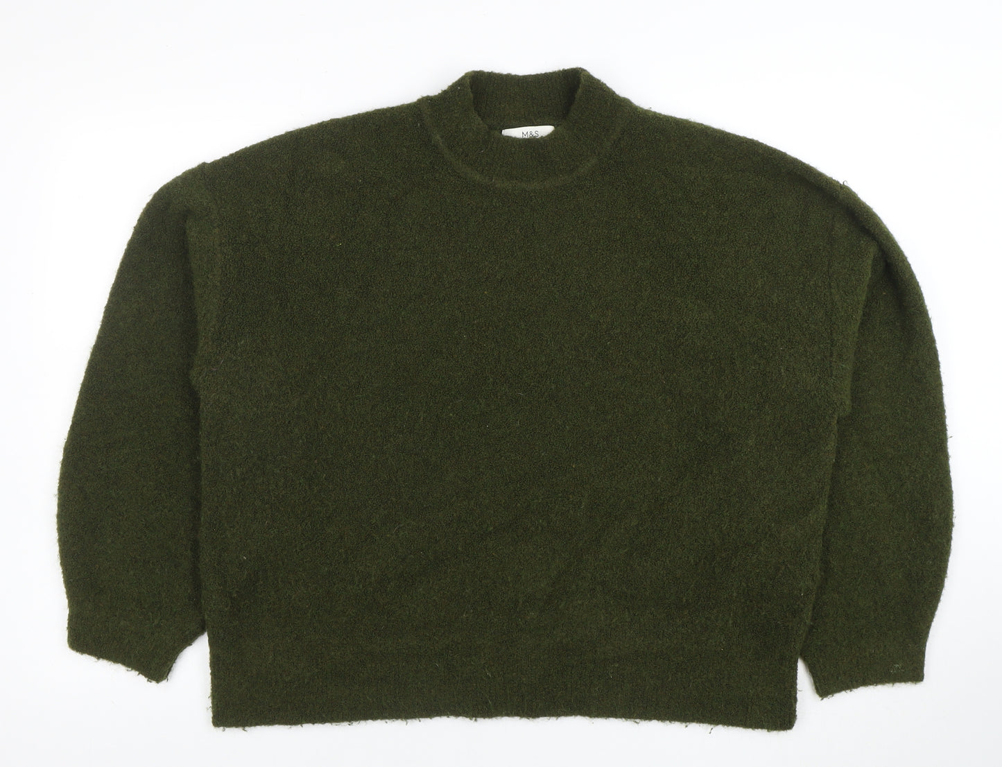 Marks and Spencer Women’s Green Mock Neck Wool Blend Jumper Size L