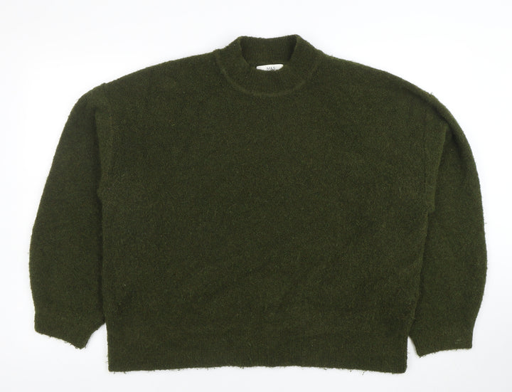 Marks and Spencer Women’s Green Mock Neck Wool Blend Jumper Size L