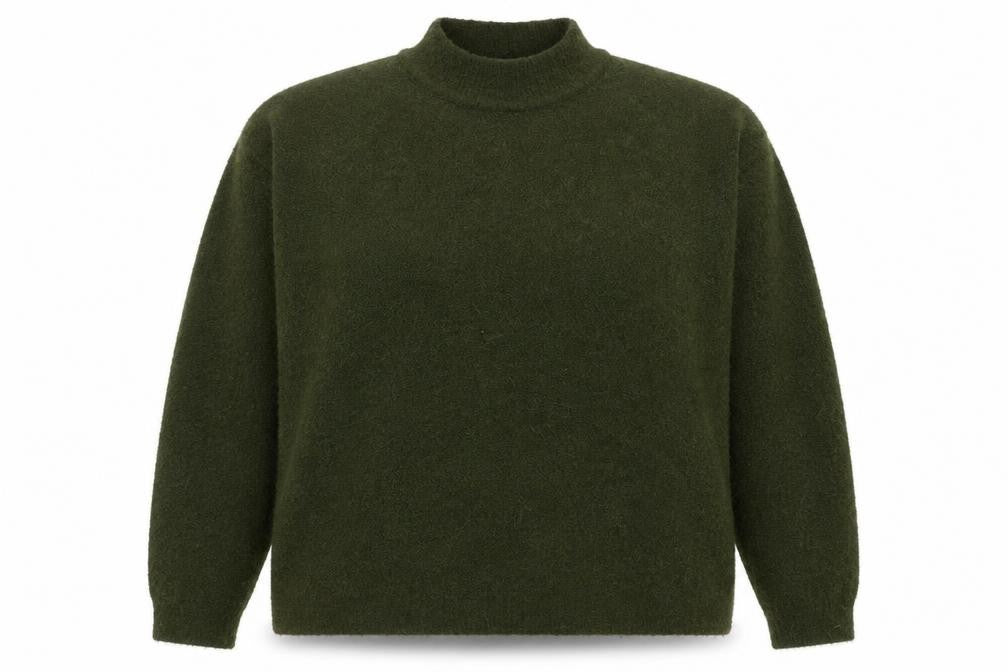 Marks and Spencer Women’s Green Mock Neck Wool Blend Jumper Size L